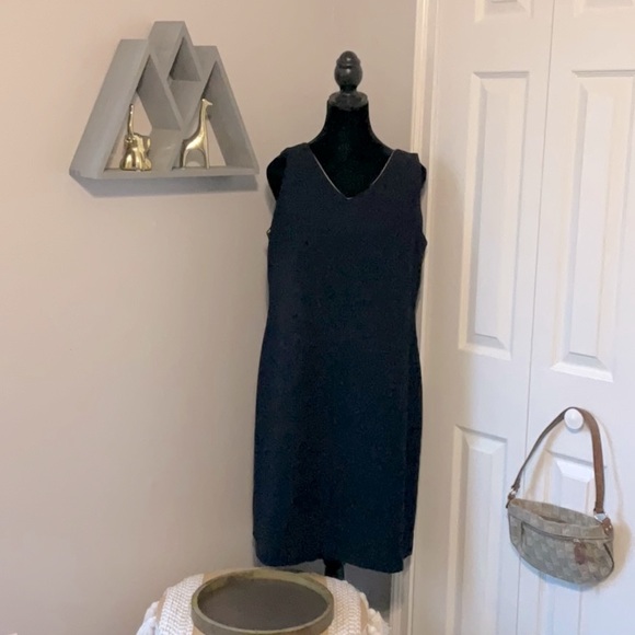 Navy blue 2 piece work dress with long jacket - Picture 1 of 3